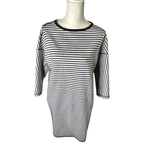 Lafayette 148 Striped Dolman Sleeves Sweat Shirt Dress Size S NEW! - Picture 2 of 9